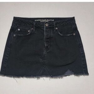 American Eagle Outfitters Black Frayed Mini Skirt